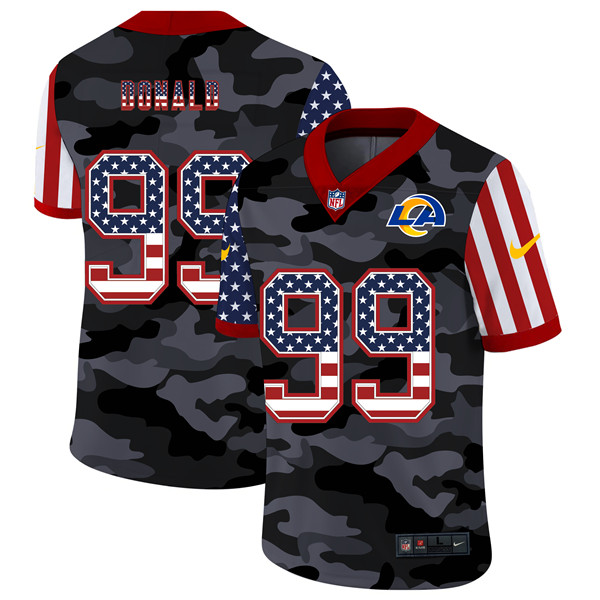 Men's Los Angeles Rams #99 Aaron Donald 2020 Camo USA Flag Limited Stitched Jersey